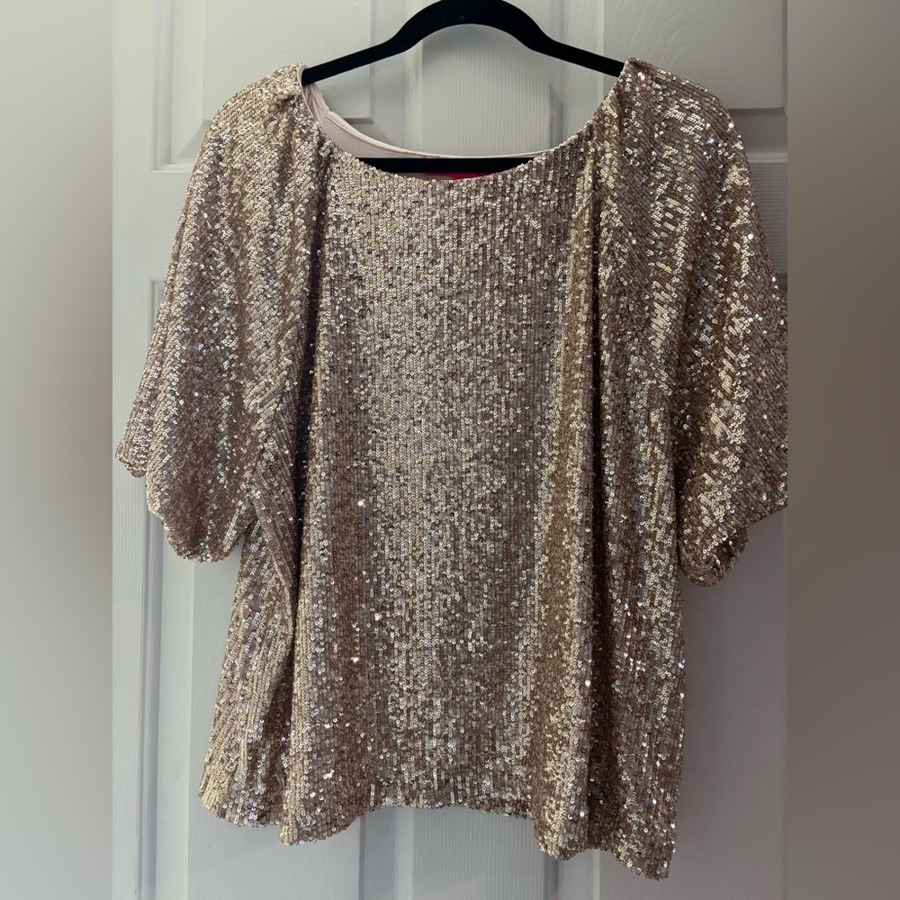 Lilly Pulitzer Gold sequin top XL Like New